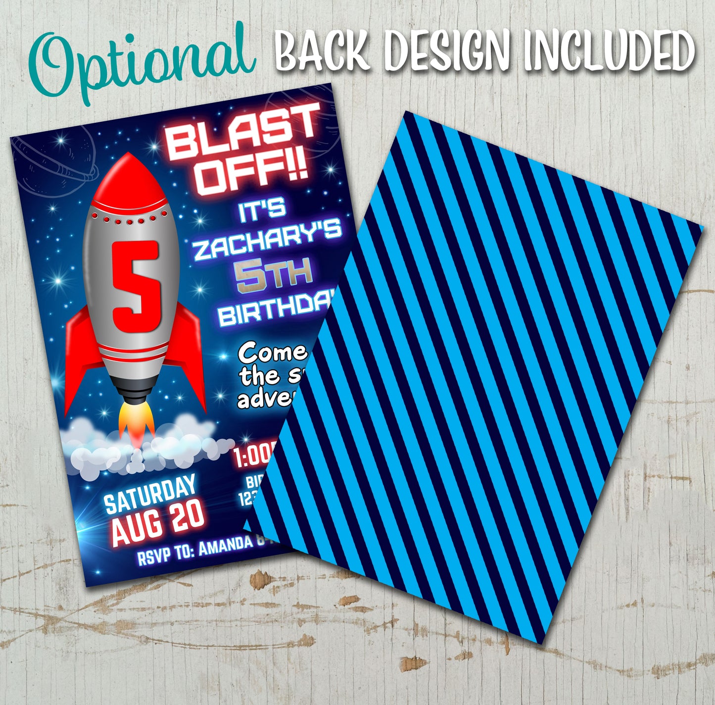 Rocket Birthday Invitation