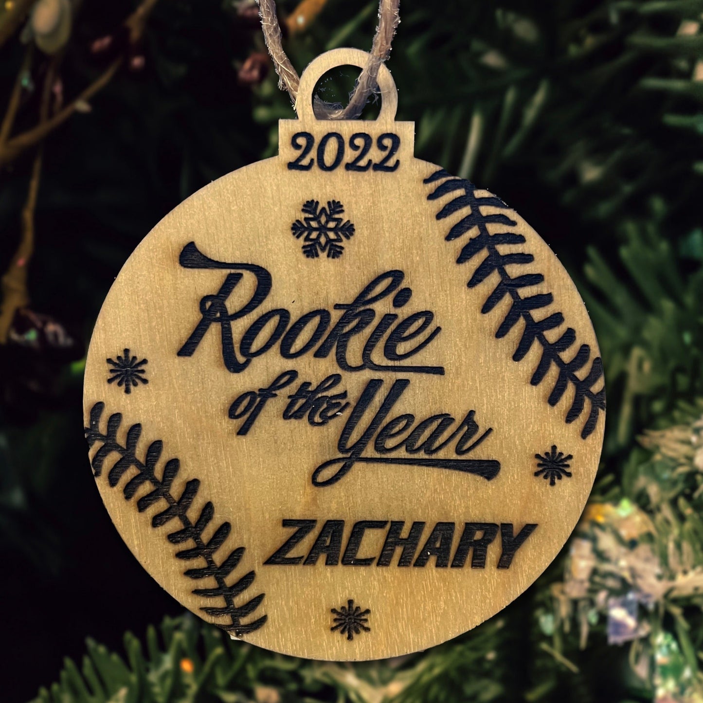 Personalized Rookie of the Year Baseball Christmas Ornament 2024