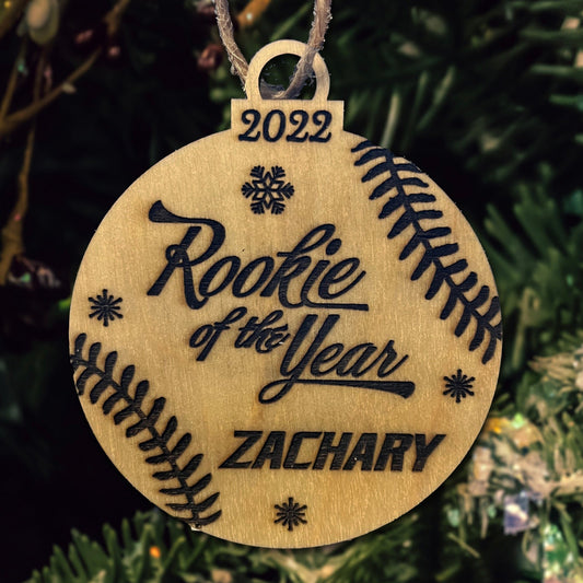 Personalized Rookie of the Year Baseball Christmas Ornament 2024