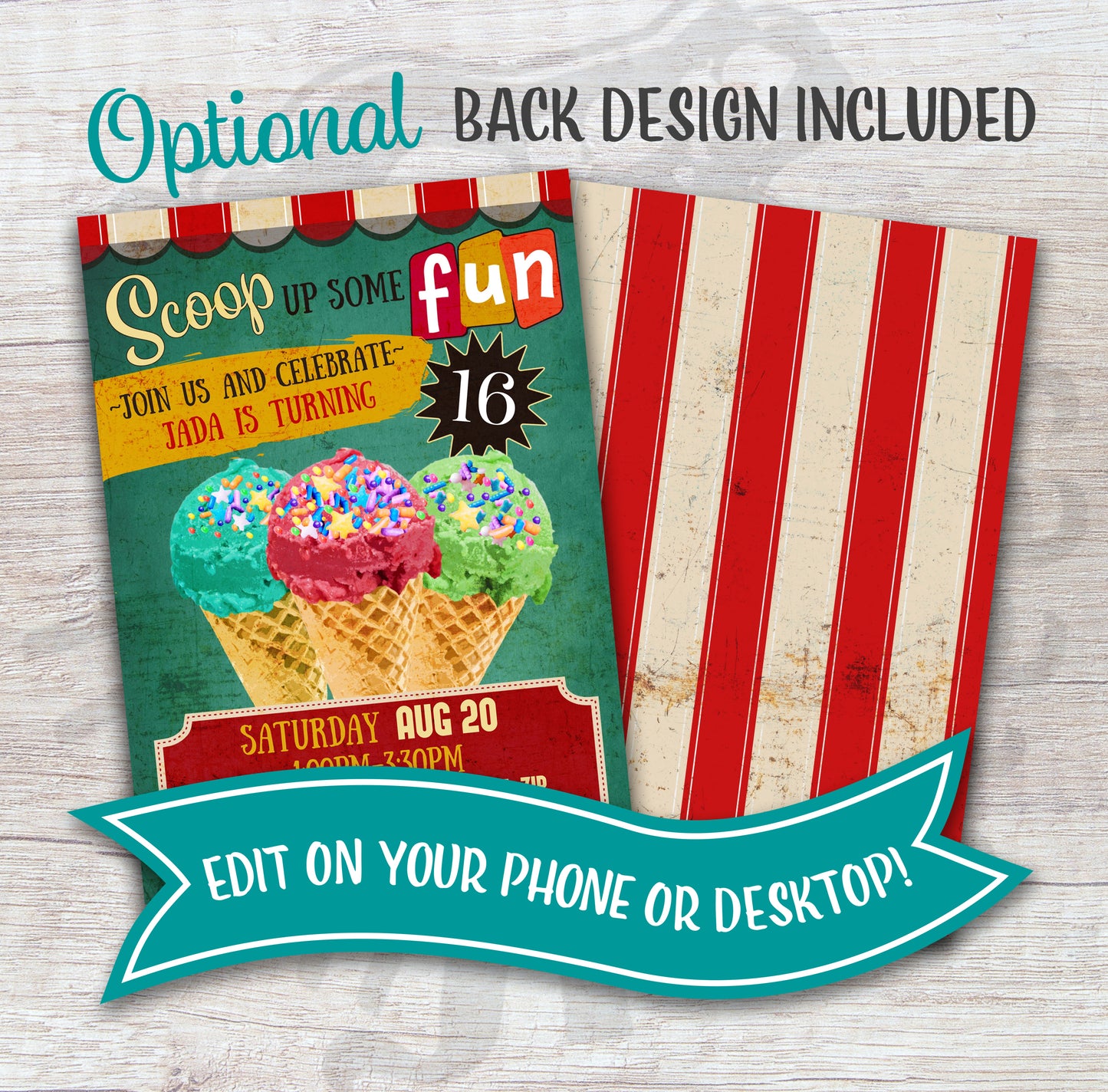 Ice Cream Birthday Party Invitation