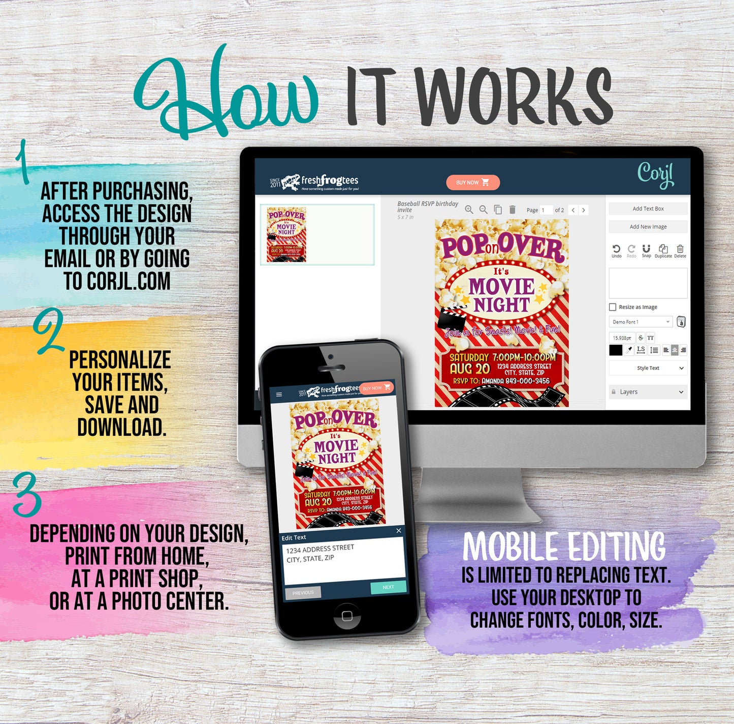Movie night invitation printable download | EASY EDIT!