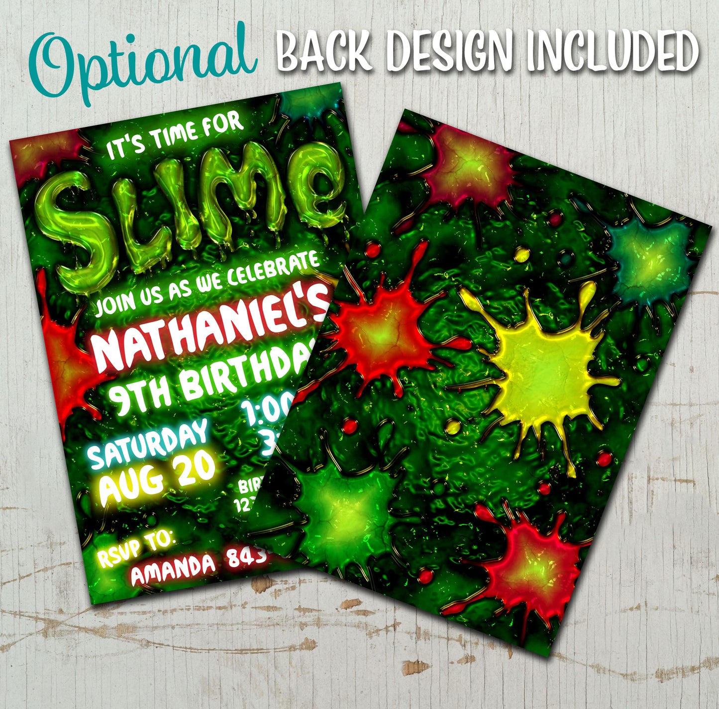 Slime birthday invitation printable digital invite - EASY EDIT!