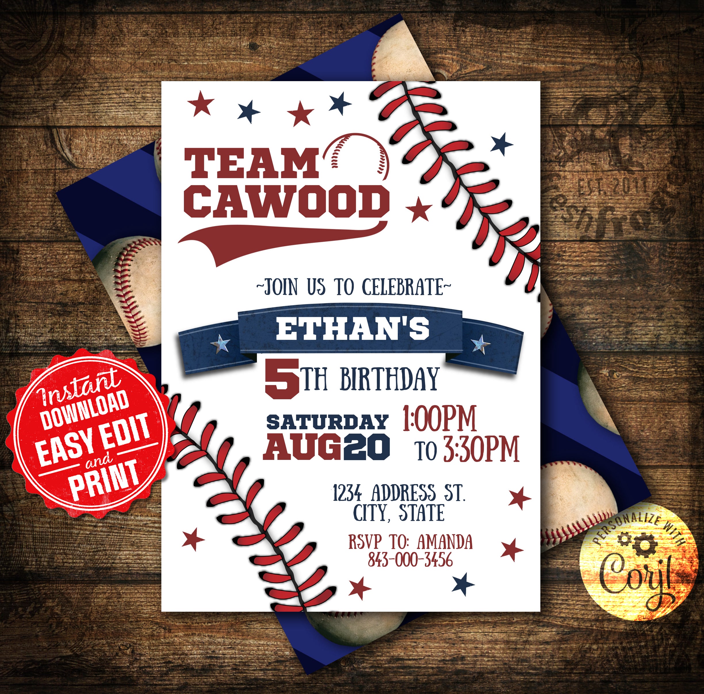 Baseball Boy's Birthday Party Invitation - Baseball - newest Boy's Birthday - Birthday Party Invitation - Birthday Invitation - Invite - Birthday