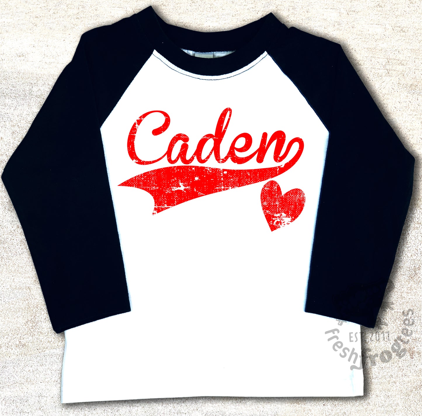 Personalized swoosh valentine raglan