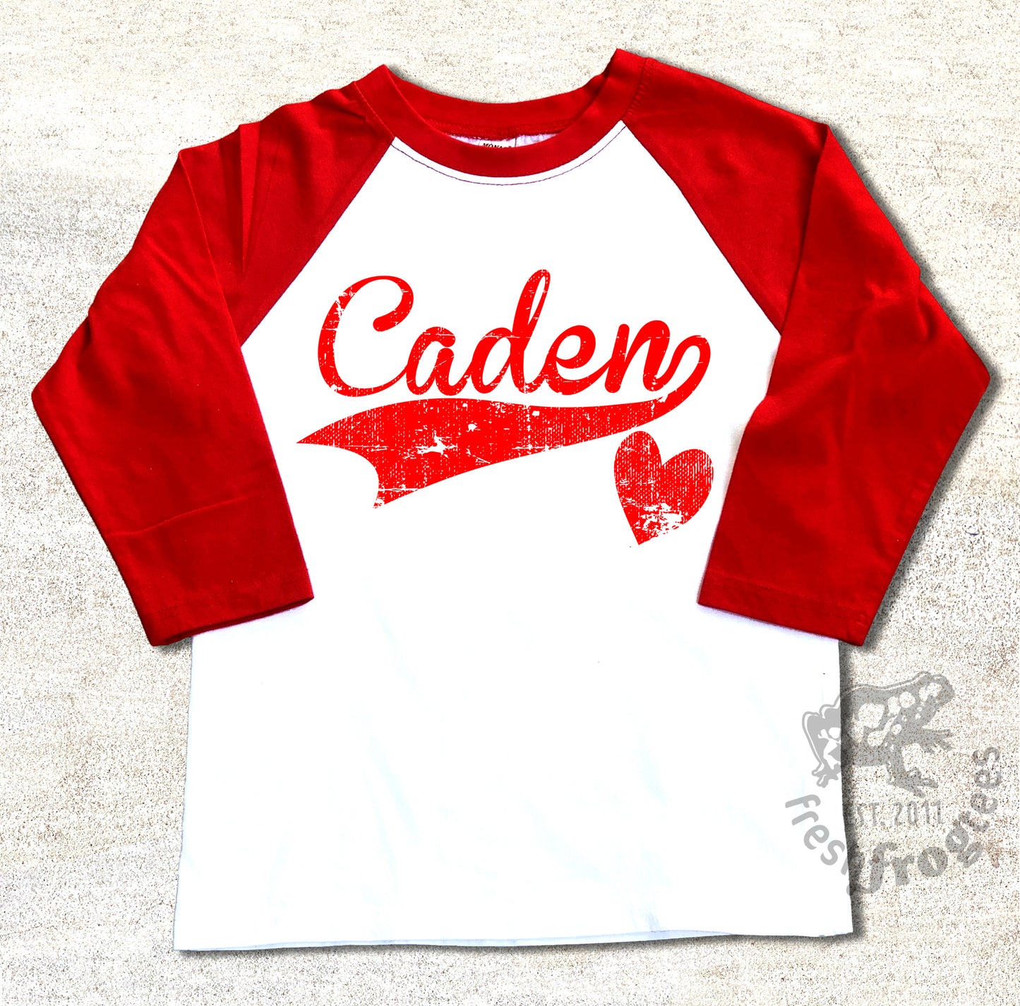 Personalized swoosh valentine raglan