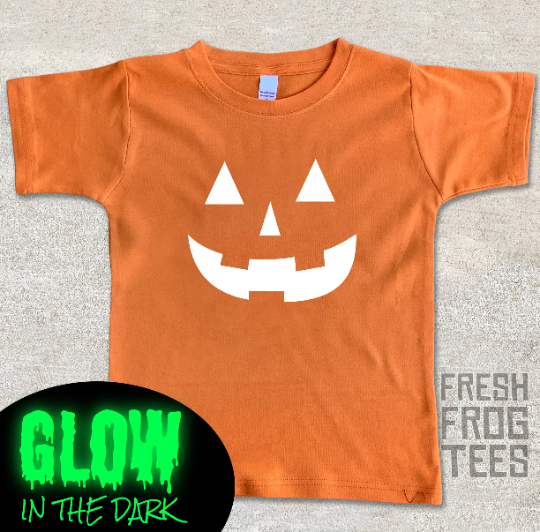 Glow in the dark Halloween pumpkin face shirt
