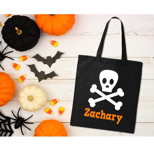 Halloween Trick or Treat Tote Bag Skull & Cross Bones