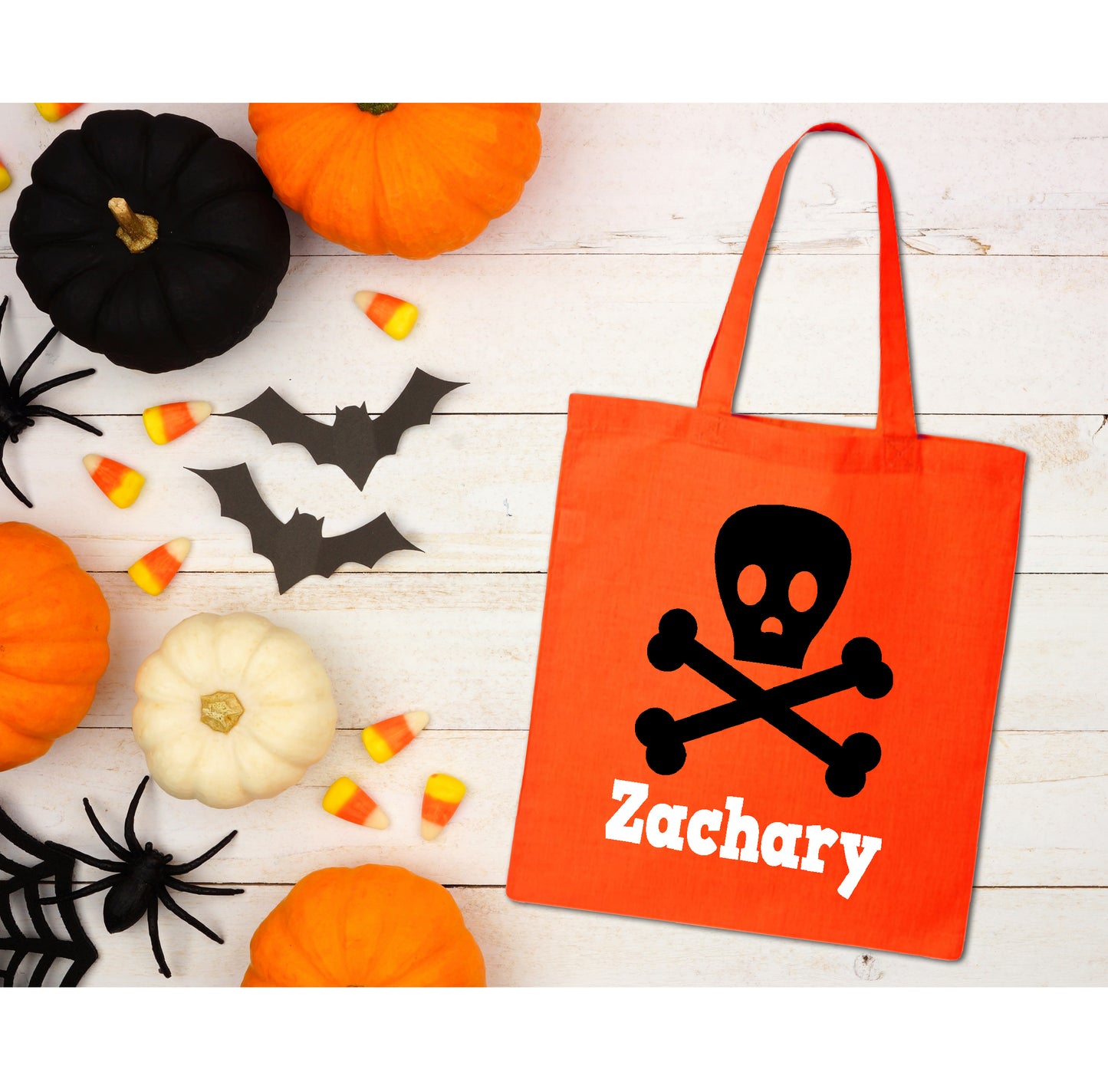 Halloween Trick or Treat Tote Bag Skull & Cross Bones