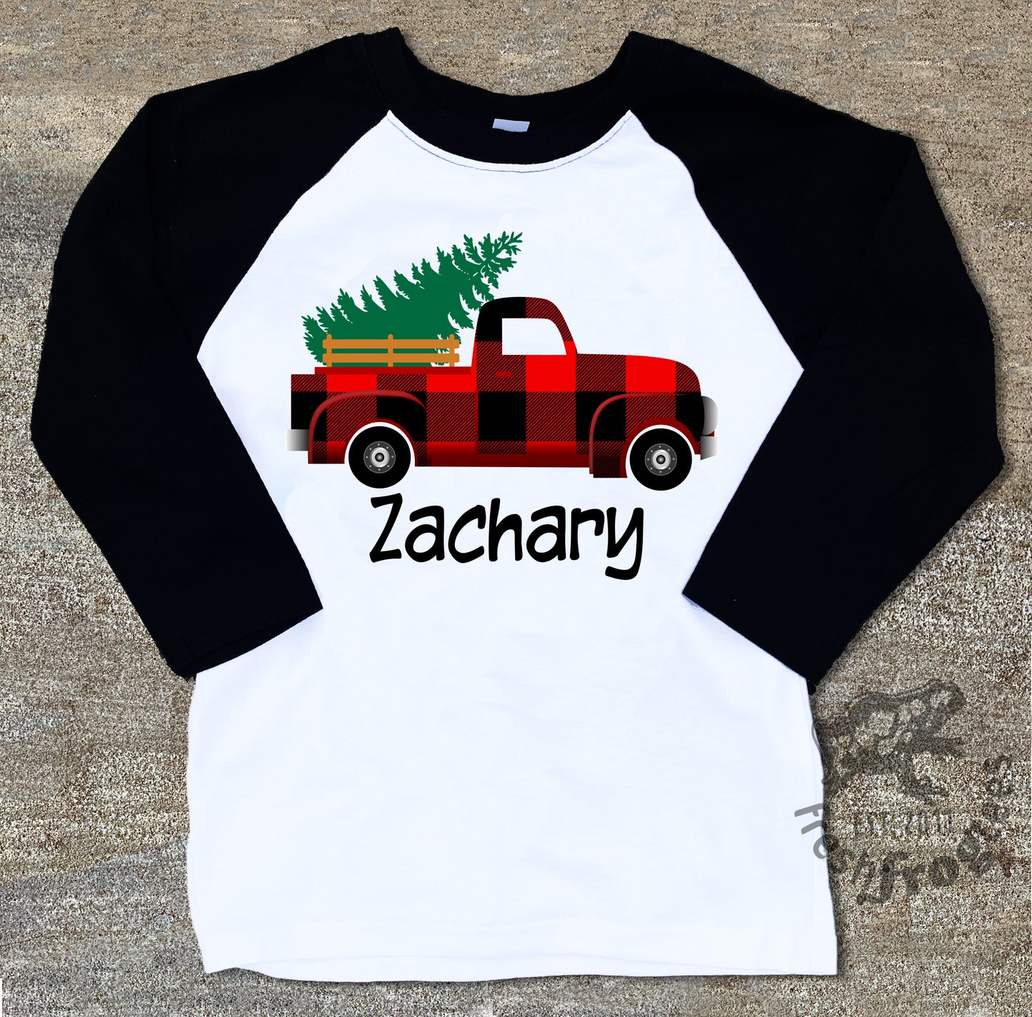 Buffalo Plaid Christmas Truck shirt for boys or girls raglan
