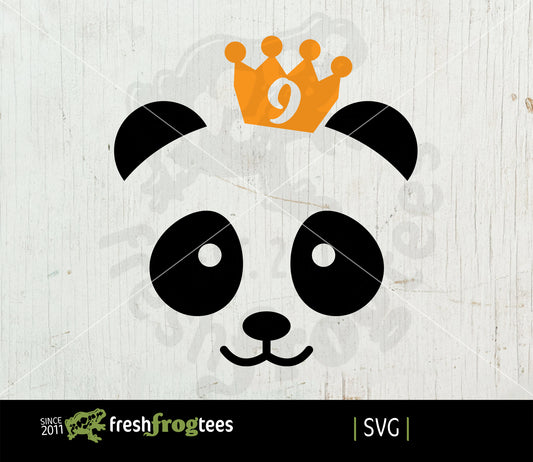 9th birthday panda SVG vector illustration Ninth