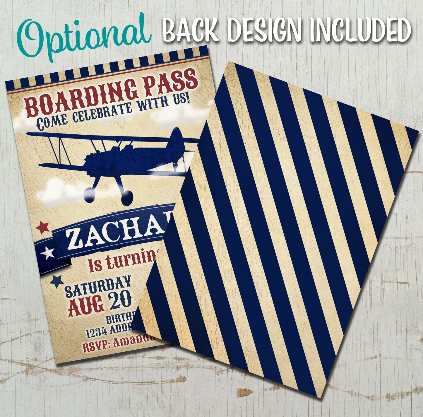 Biplane Birthday Invitation Templates | Customizable Design