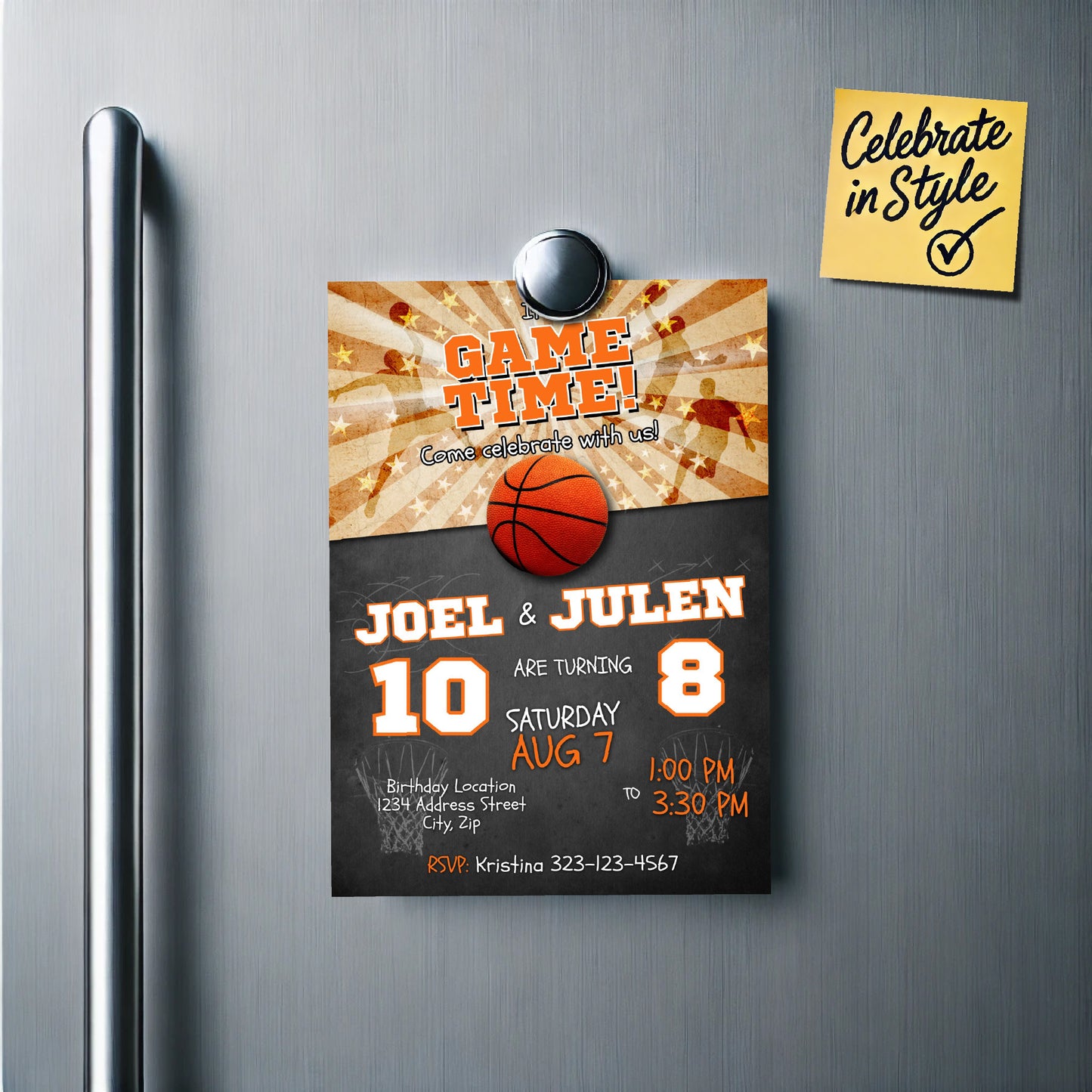 Basketball Birthday Party Invitation | Joint Sports birthday template