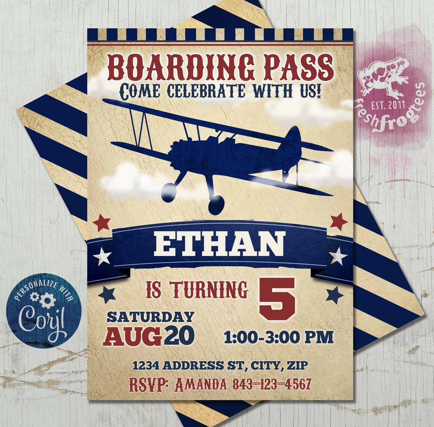 Biplane Birthday Invitation Templates | Customizable Design