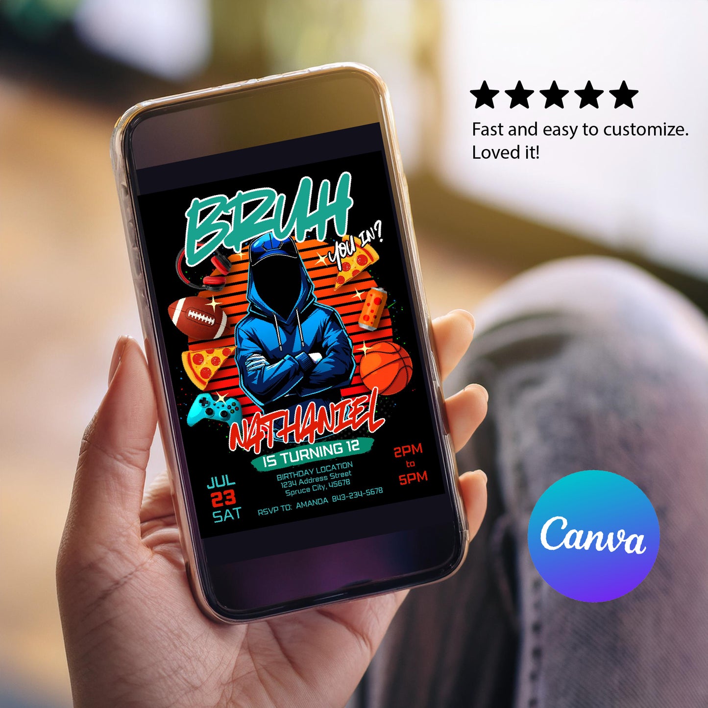 Gaming Birthday Invite | Bruh You In Party Invitation for Teens