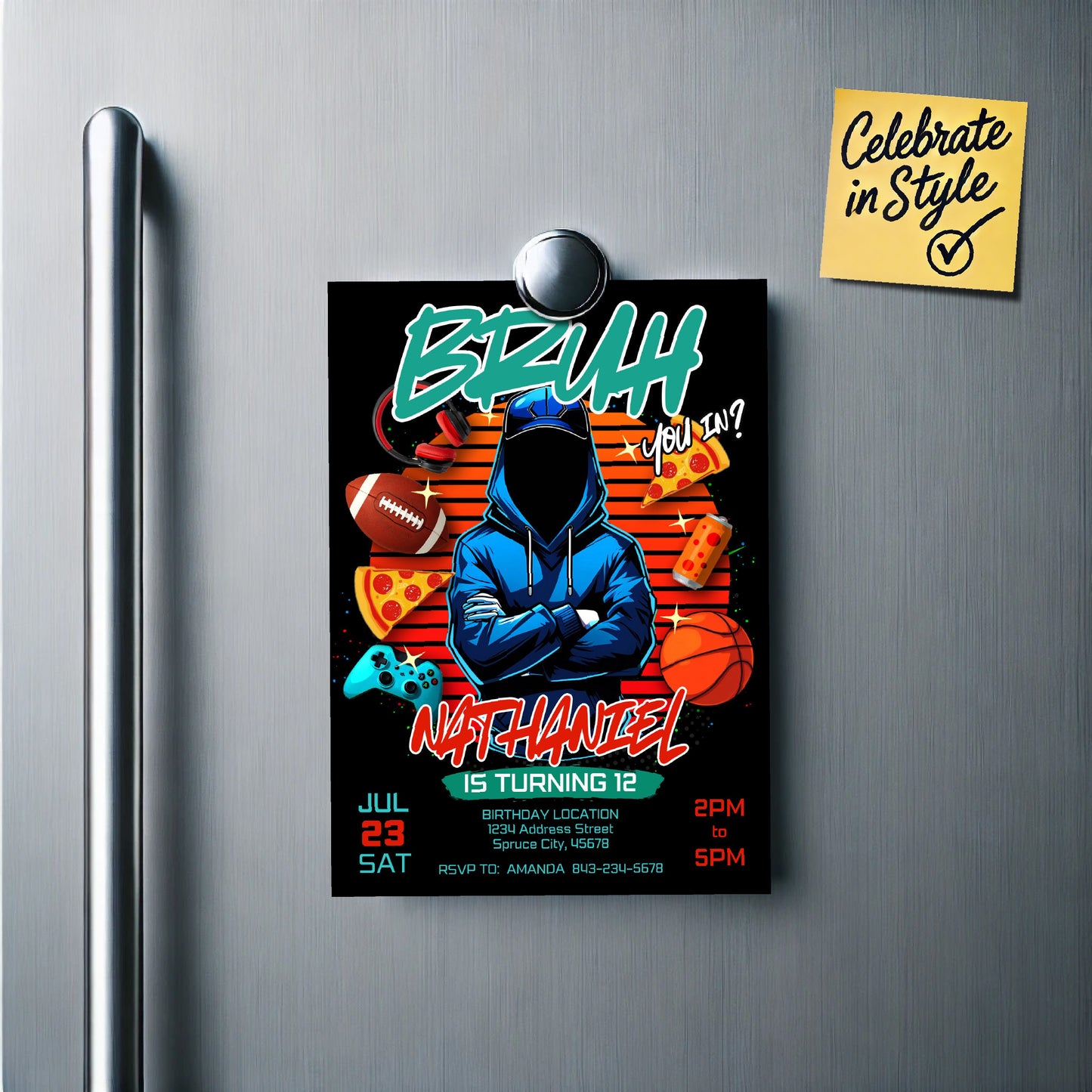 Gaming Birthday Invite | Bruh You In Party Invitation for Teens