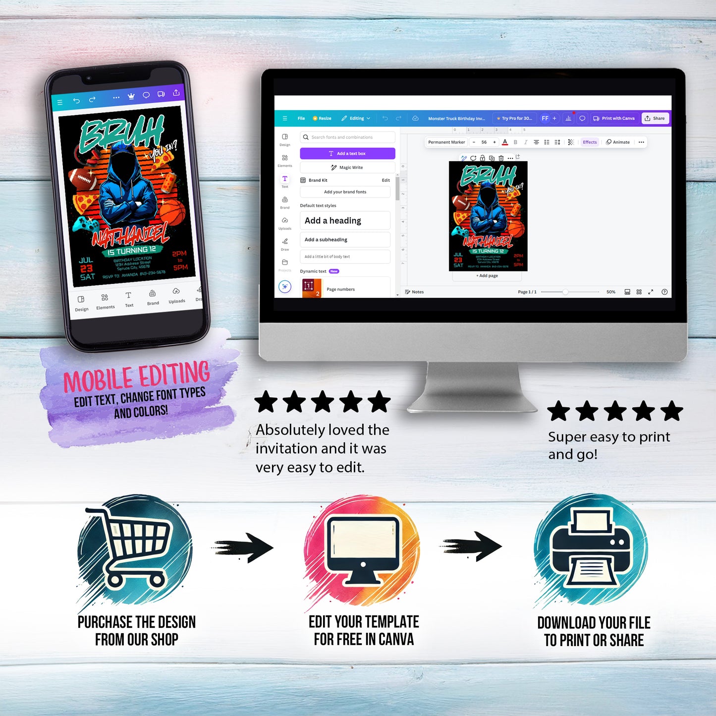 Gaming Birthday Invite | Bruh You In Party Invitation for Teens