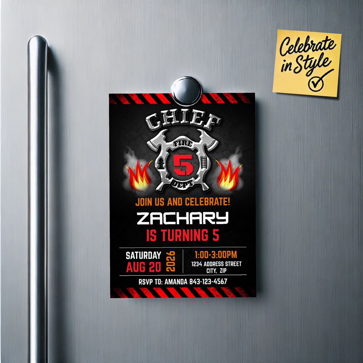Firefighter Birthday Invitation Template