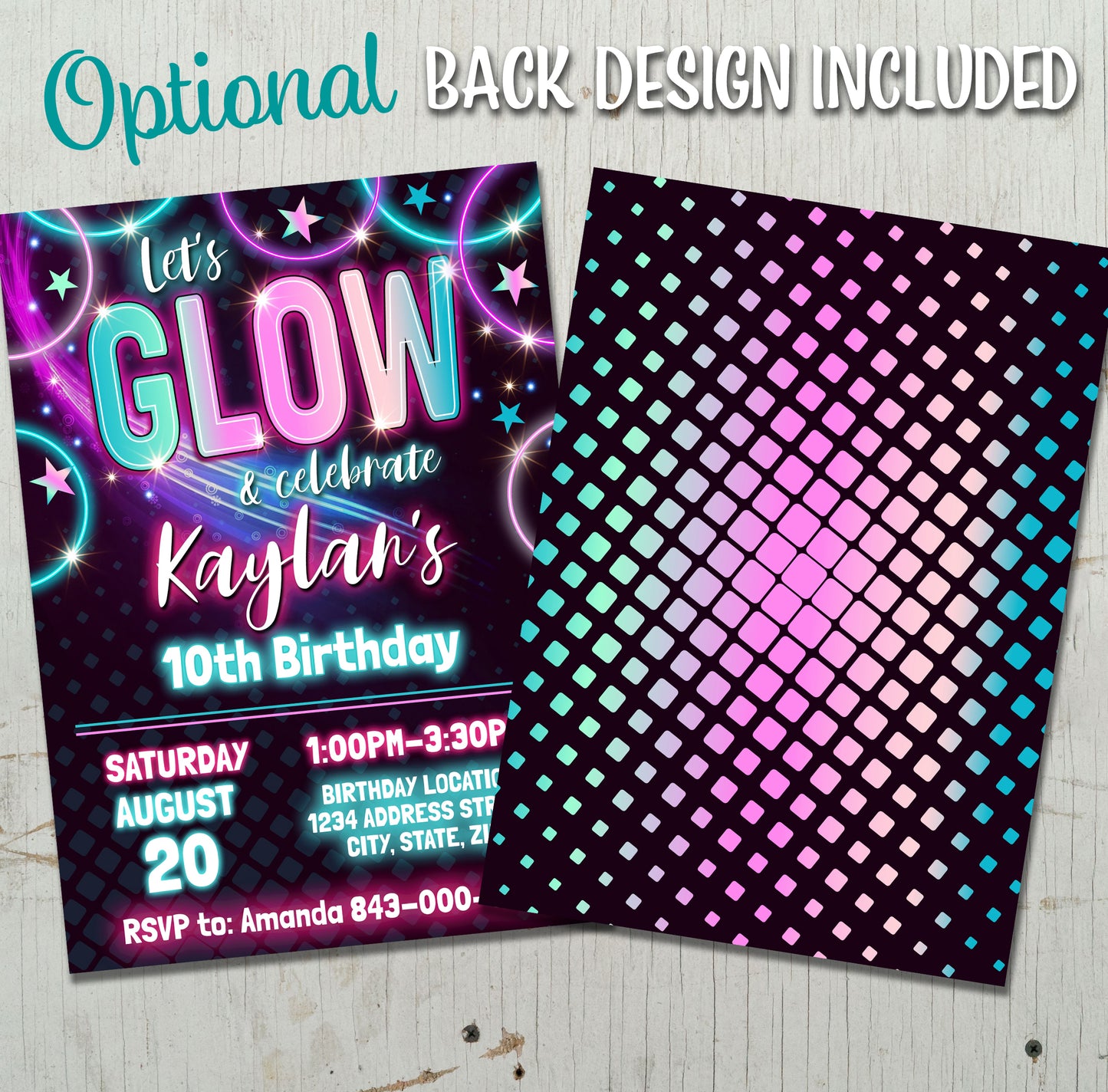 Glow in the Dark Birthday Party Invite - Luminous Celebration