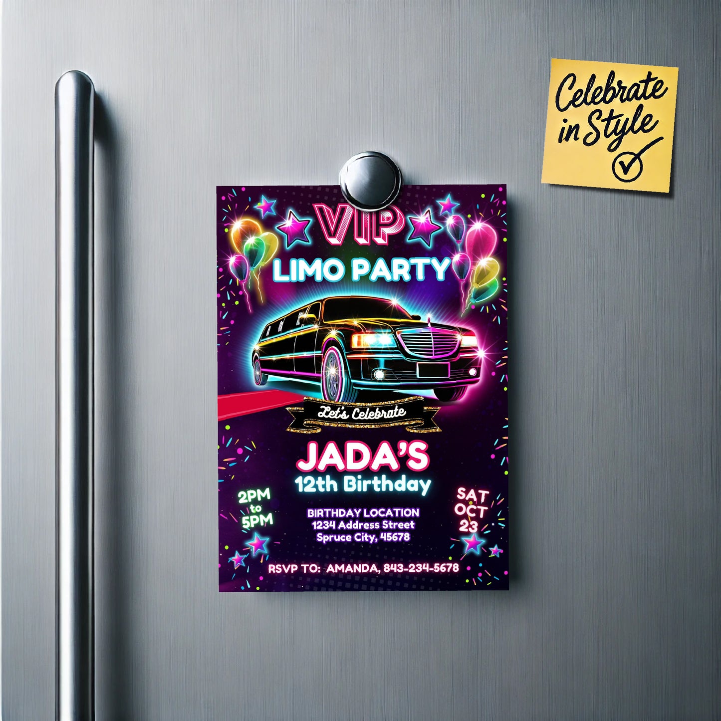 Limo Birthday Invitation | VIP Limo Party Invite