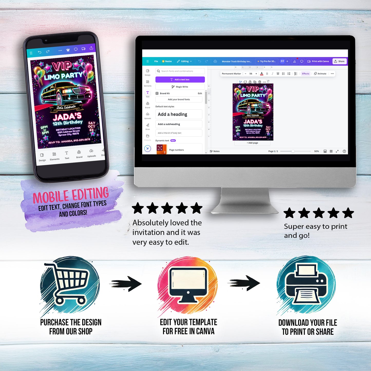 Limo Birthday Invitation | VIP Limo Party Invite