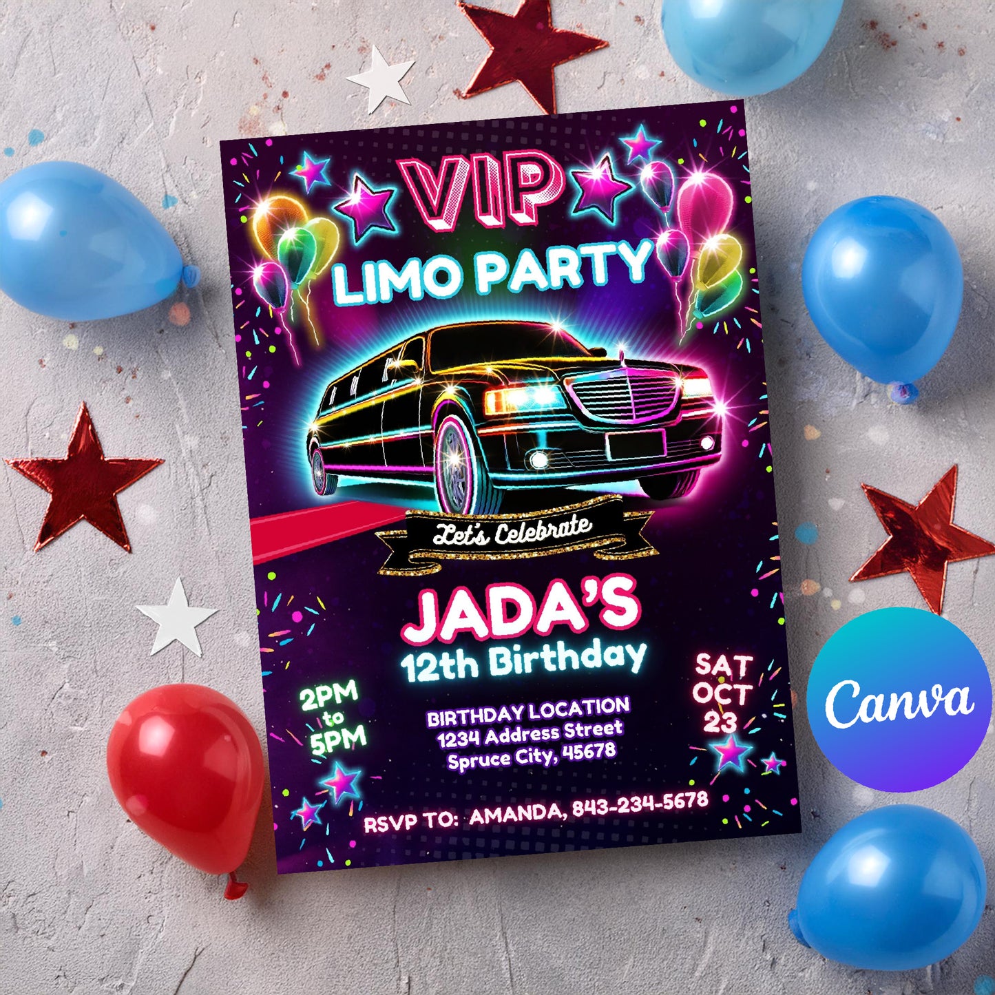 Limo Birthday Invitation | VIP Limo Party Invite
