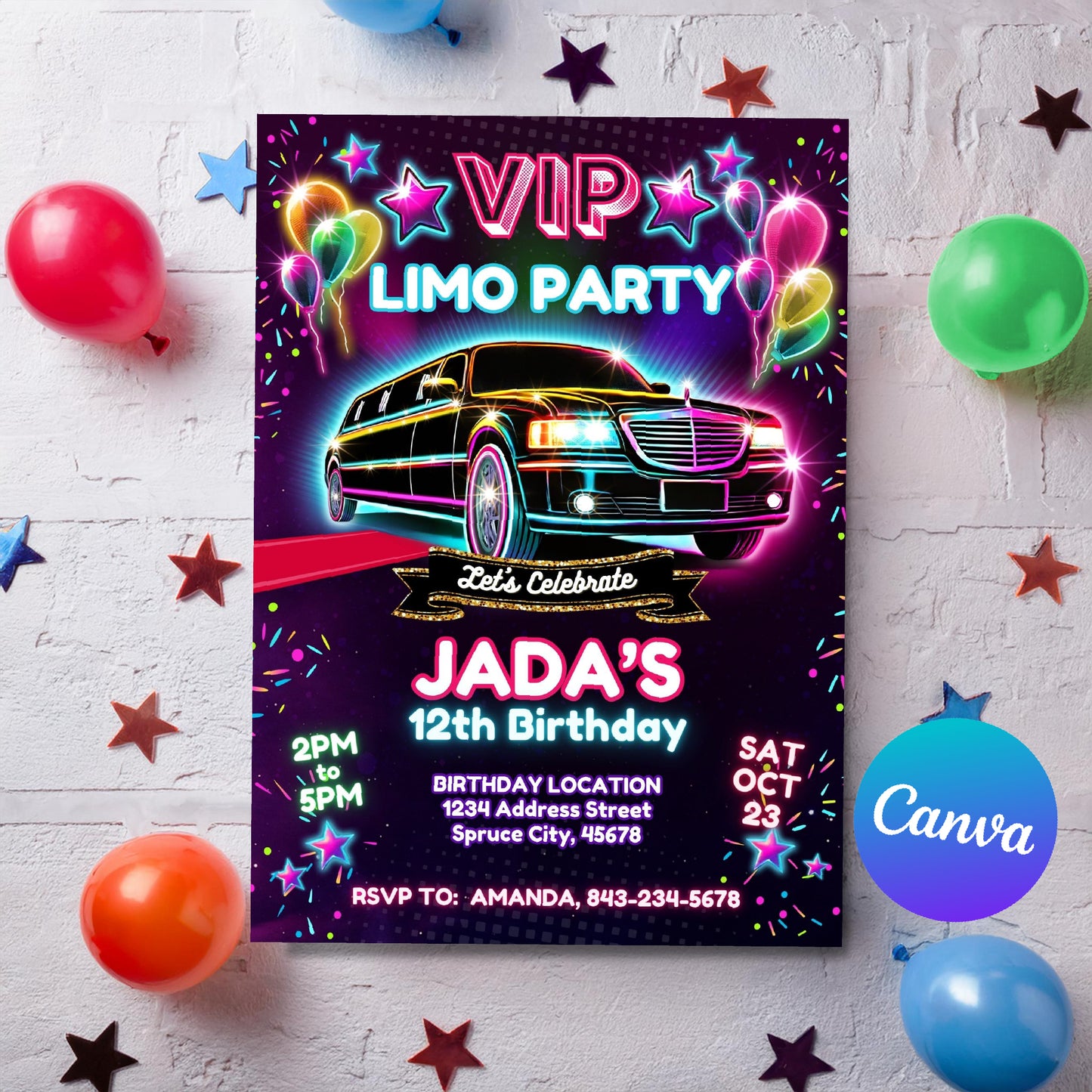Limo Birthday Invitation | VIP Limo Party Invite