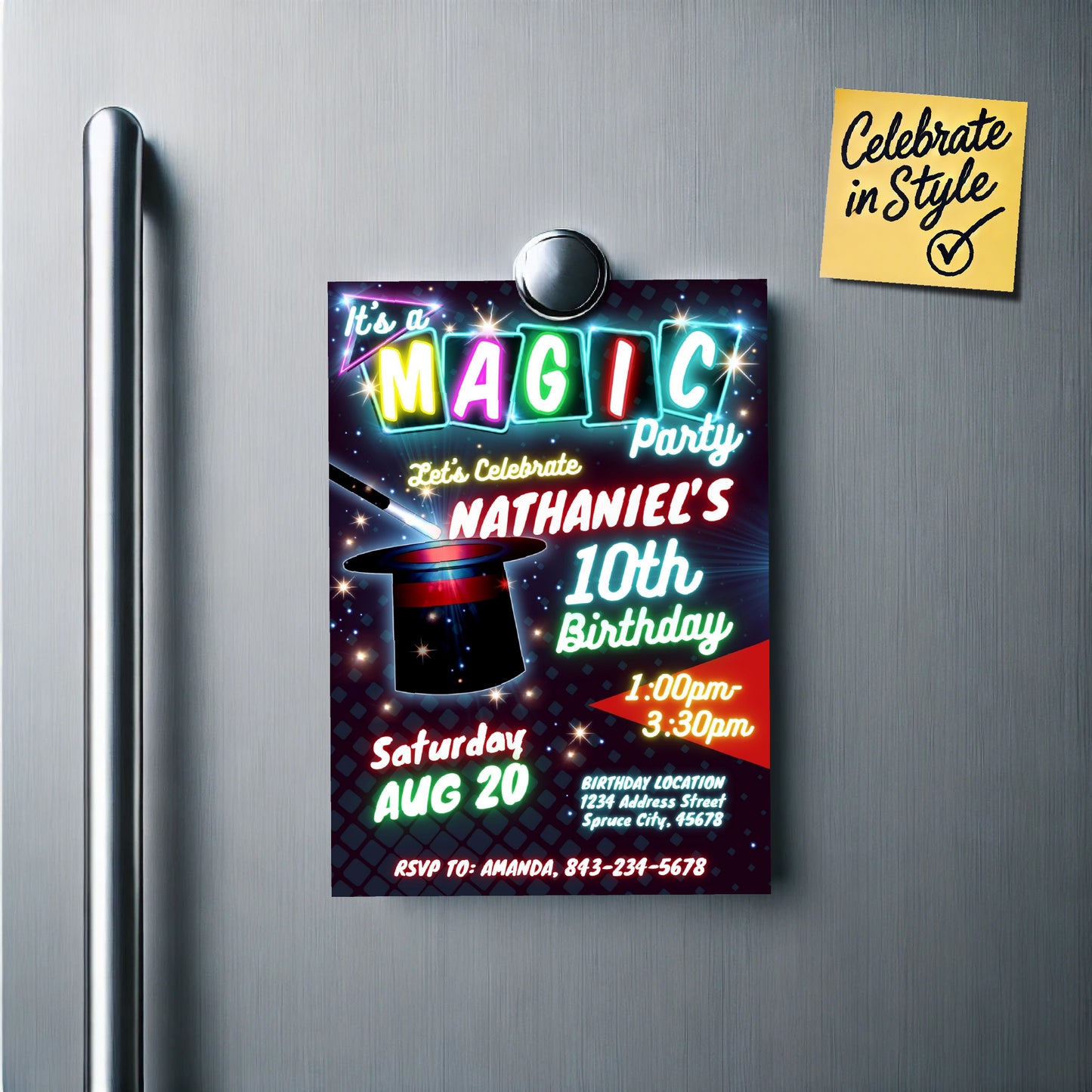 Magician birthday invitation template