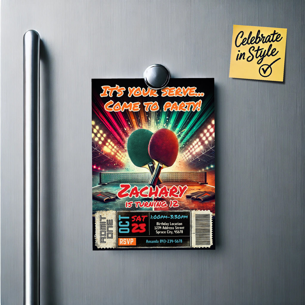 Ping Pong Birthday Invitation