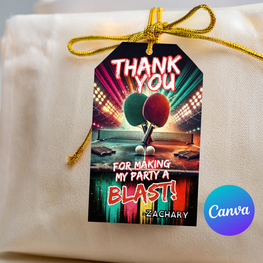 Ping Pong birthday party favor tag | Table Tennis thank you tags