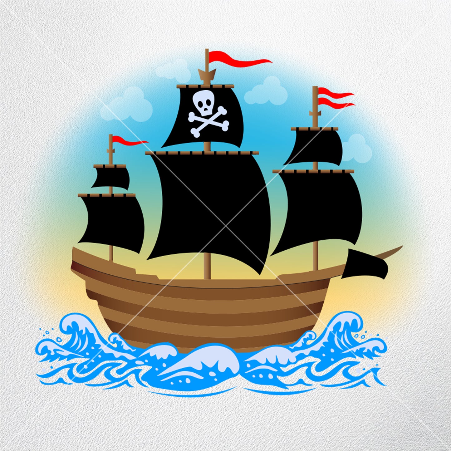 Colorful Whimsical Pirate Ship Clip Art