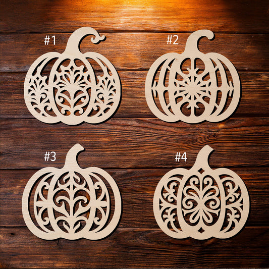 Pumpkin Wooden Unfinished Ornate Decorative Laser Cut Shapes | Pumpkin DIY Halloween Craft