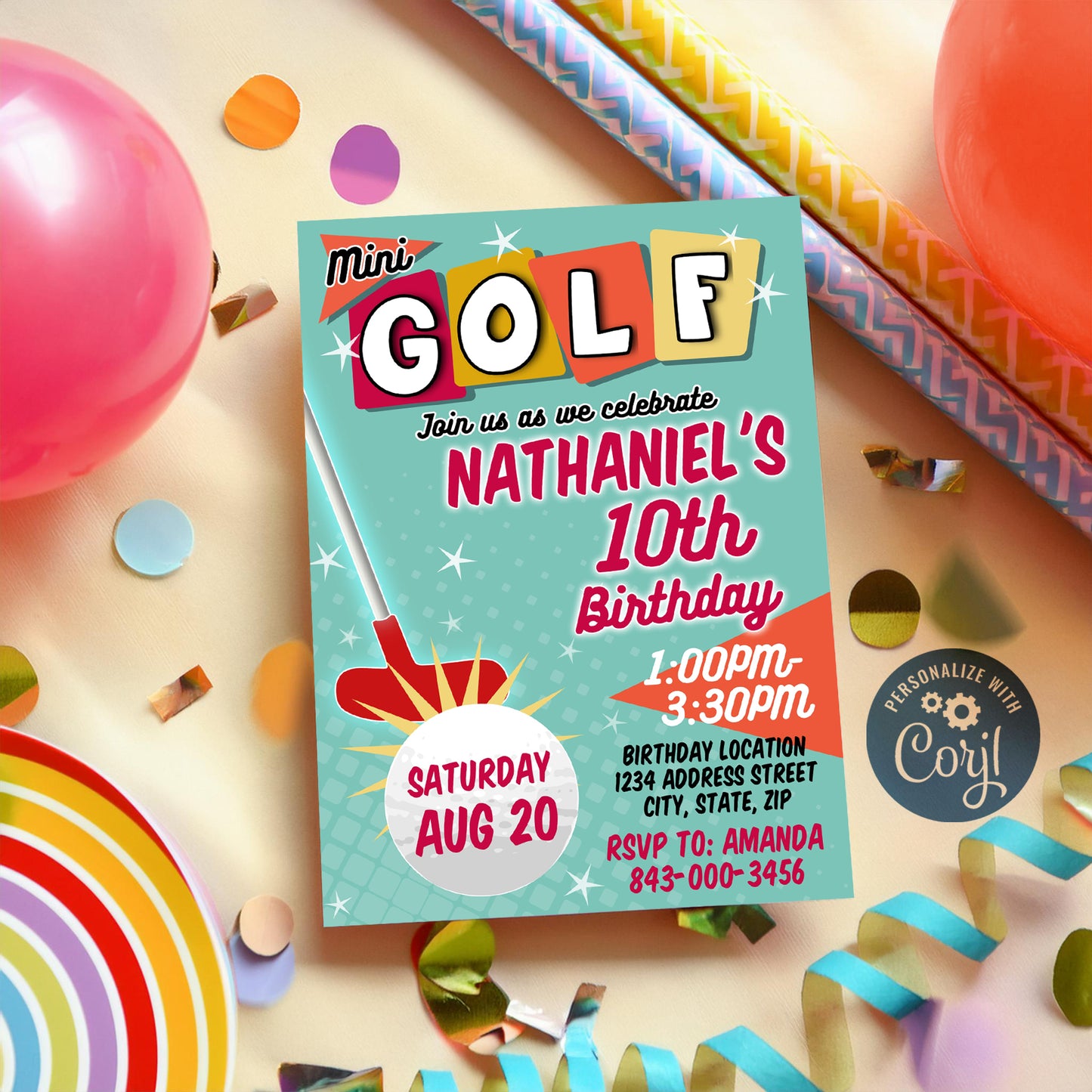 Mini Golf Birthday Invitation Template | Customizable Digital Download