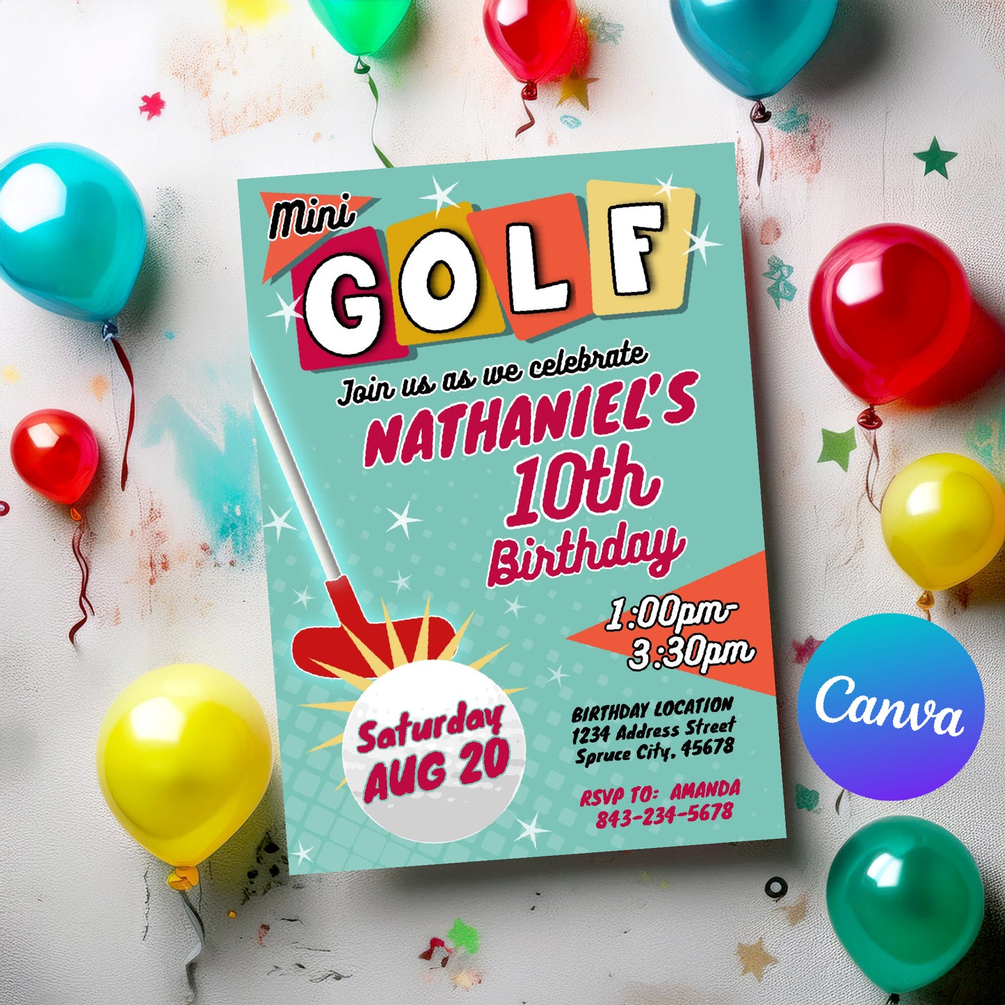 Mini Golf Birthday Invitation Template | Customizable Digital Download