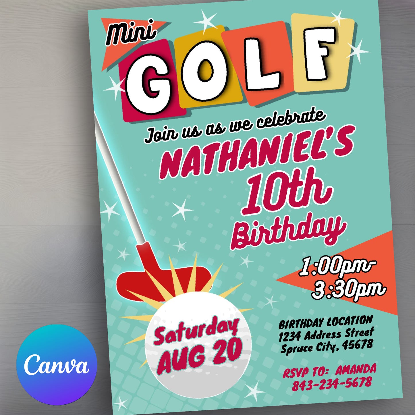 Mini Golf Birthday Invitation Template | Customizable Digital Download