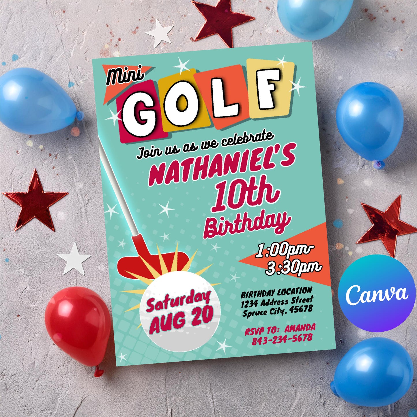 Mini Golf Birthday Invitation Template | Customizable Digital Download