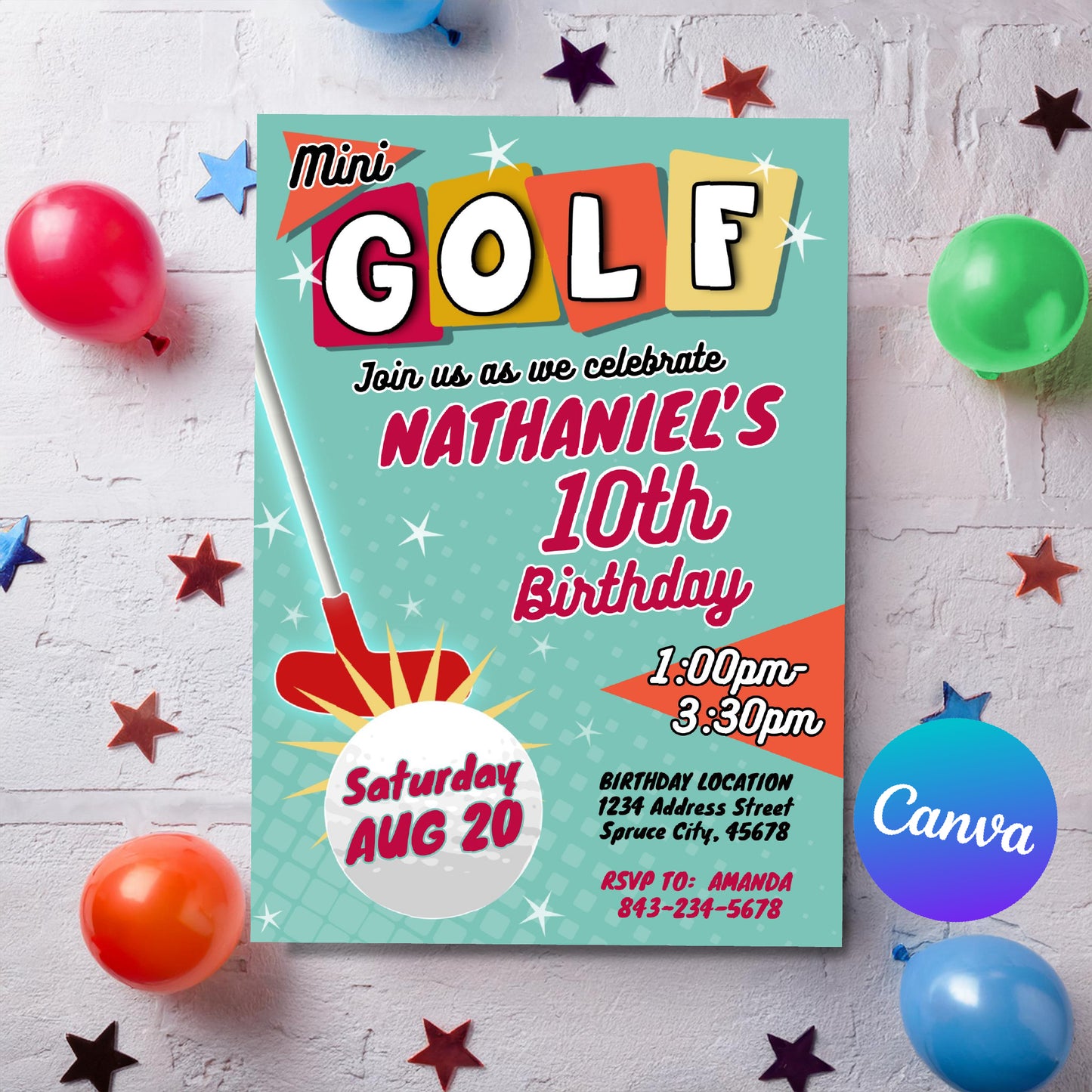 Mini Golf Birthday Invitation Template | Customizable Digital Download