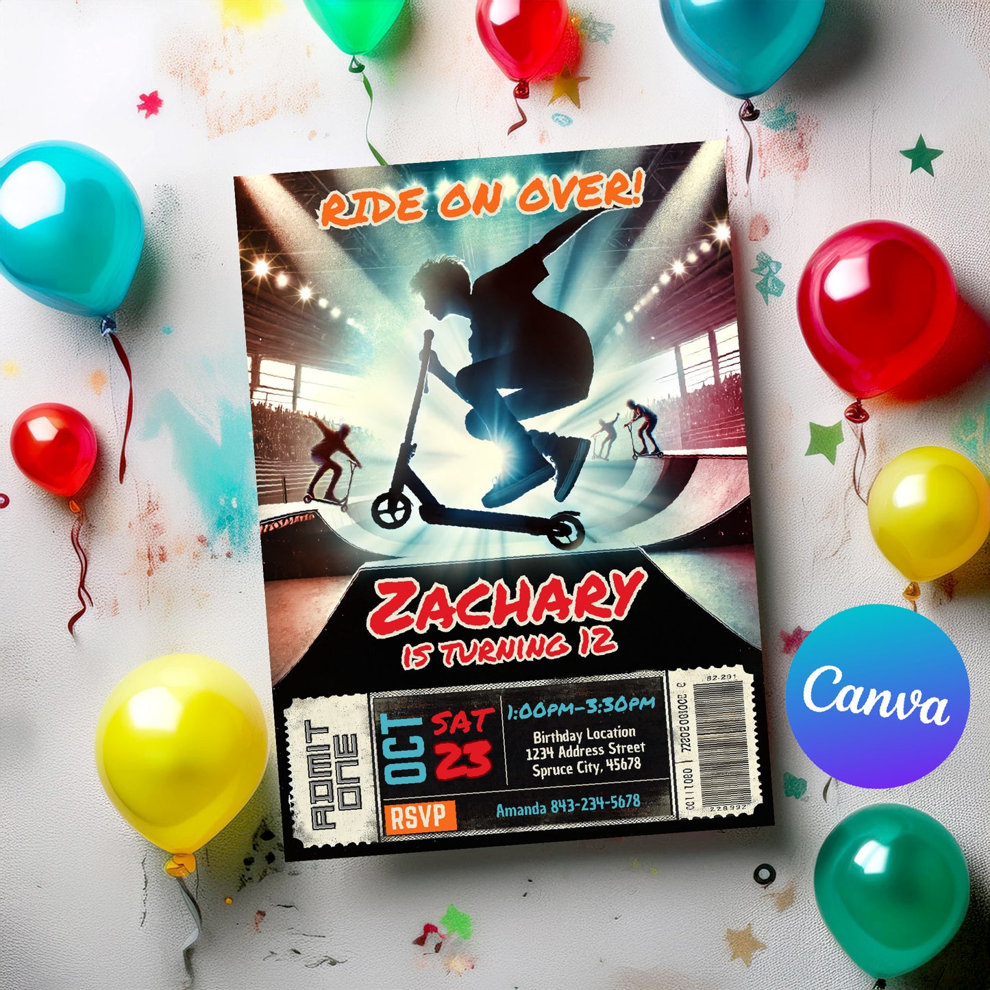 Scooter Birthday Invitation
