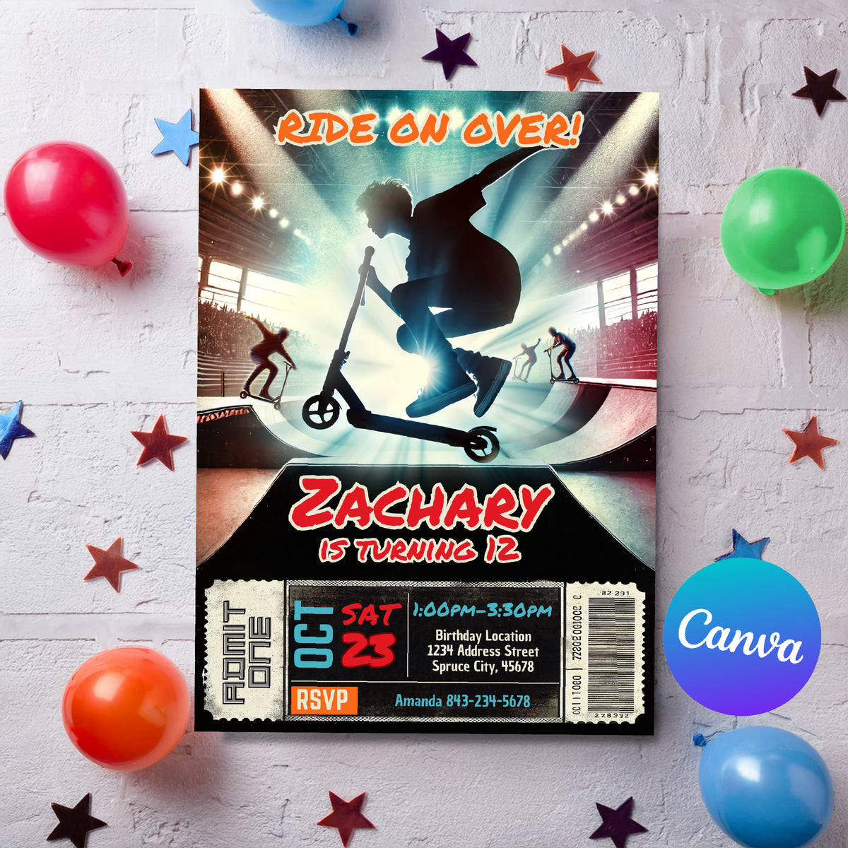 Scooter Birthday Invitation