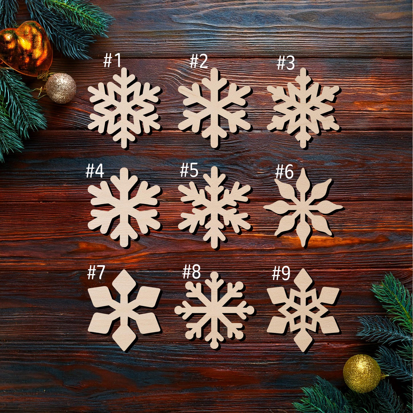 Snowflake Wooden Christmas unfinished Ornate Decorative Laser Cut Shapes