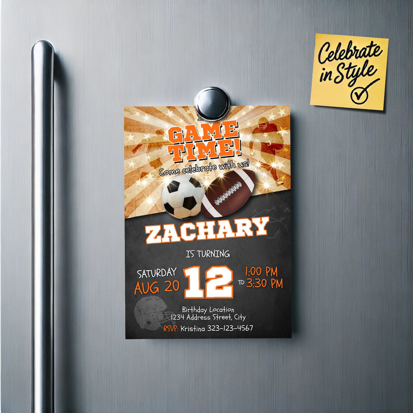Sports birthday invitation digital download Soccer Football
