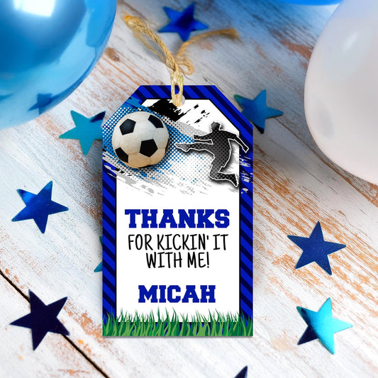 Soccer Thank You Tag Blue Template