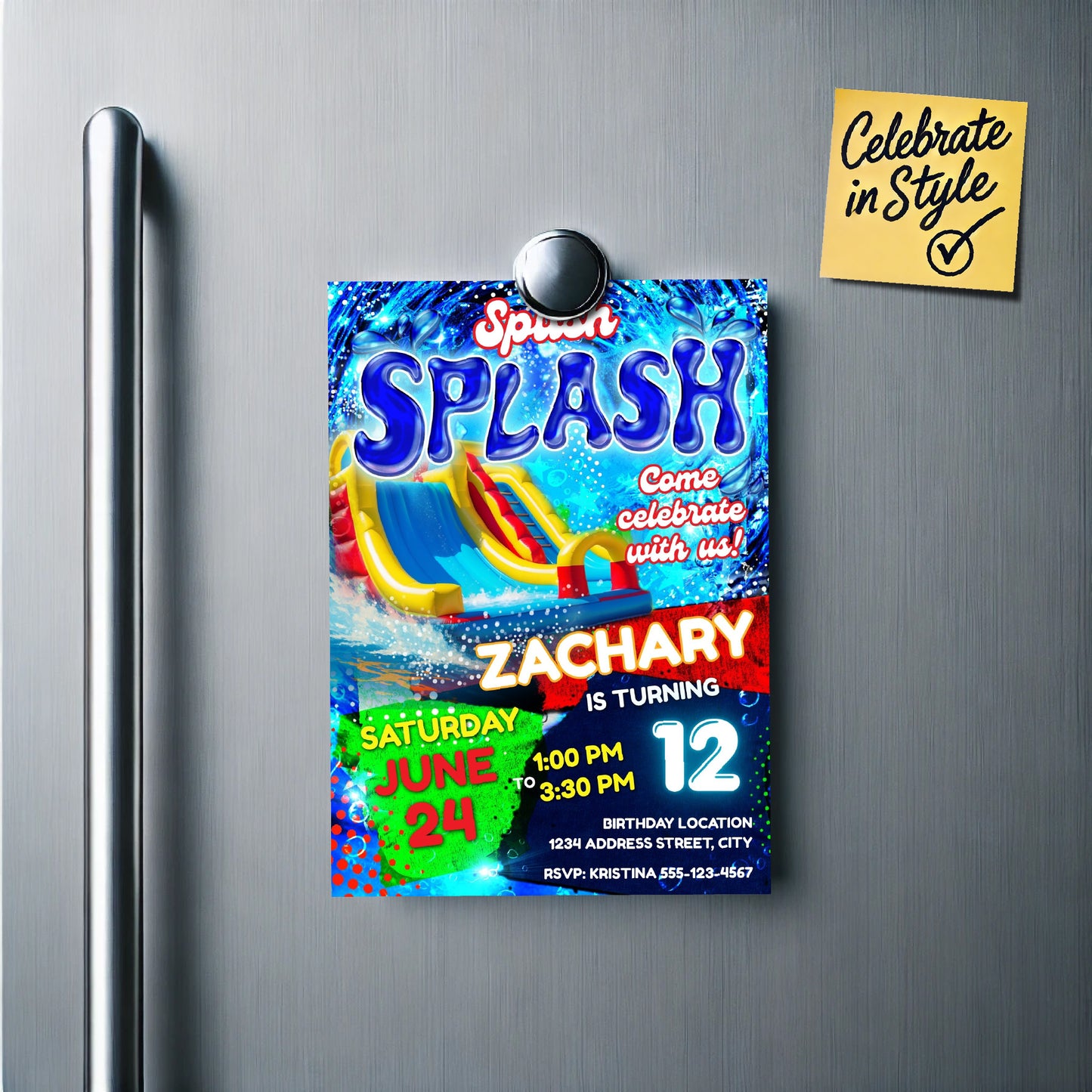 Waterslide Birthday Invitation Template
