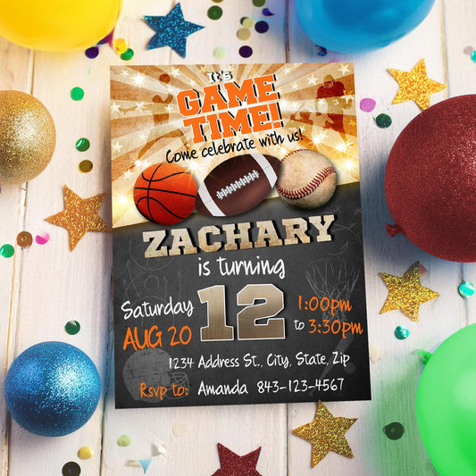 Sports birthday invitation digital download