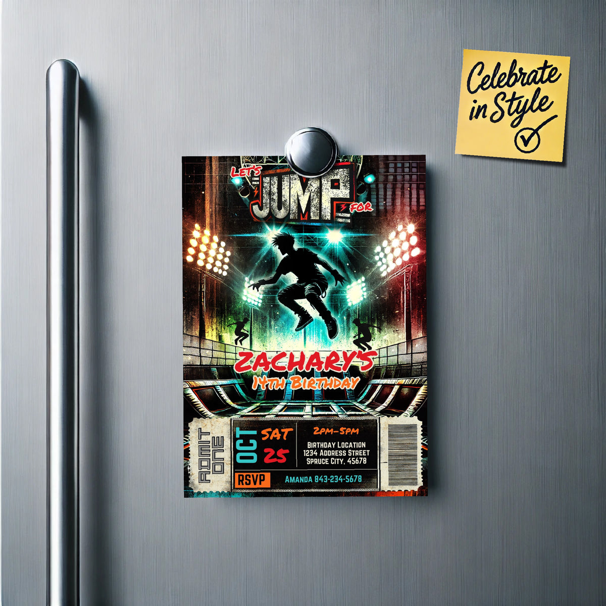 Trampoline Park Party Invite | Jump Invitation Teens Flyer