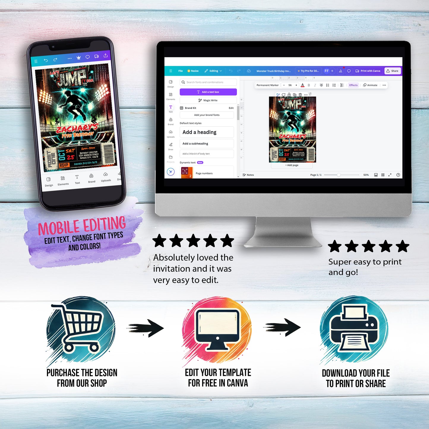 Trampoline Park Party Invite | Jump Invitation Teens Flyer