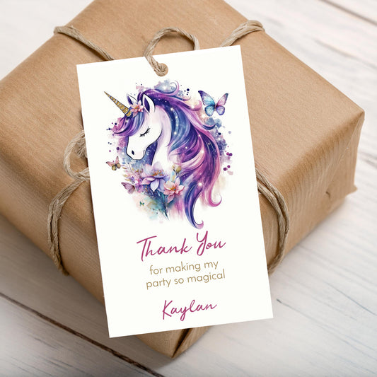 Unicorn Thank You Party Favor Tag