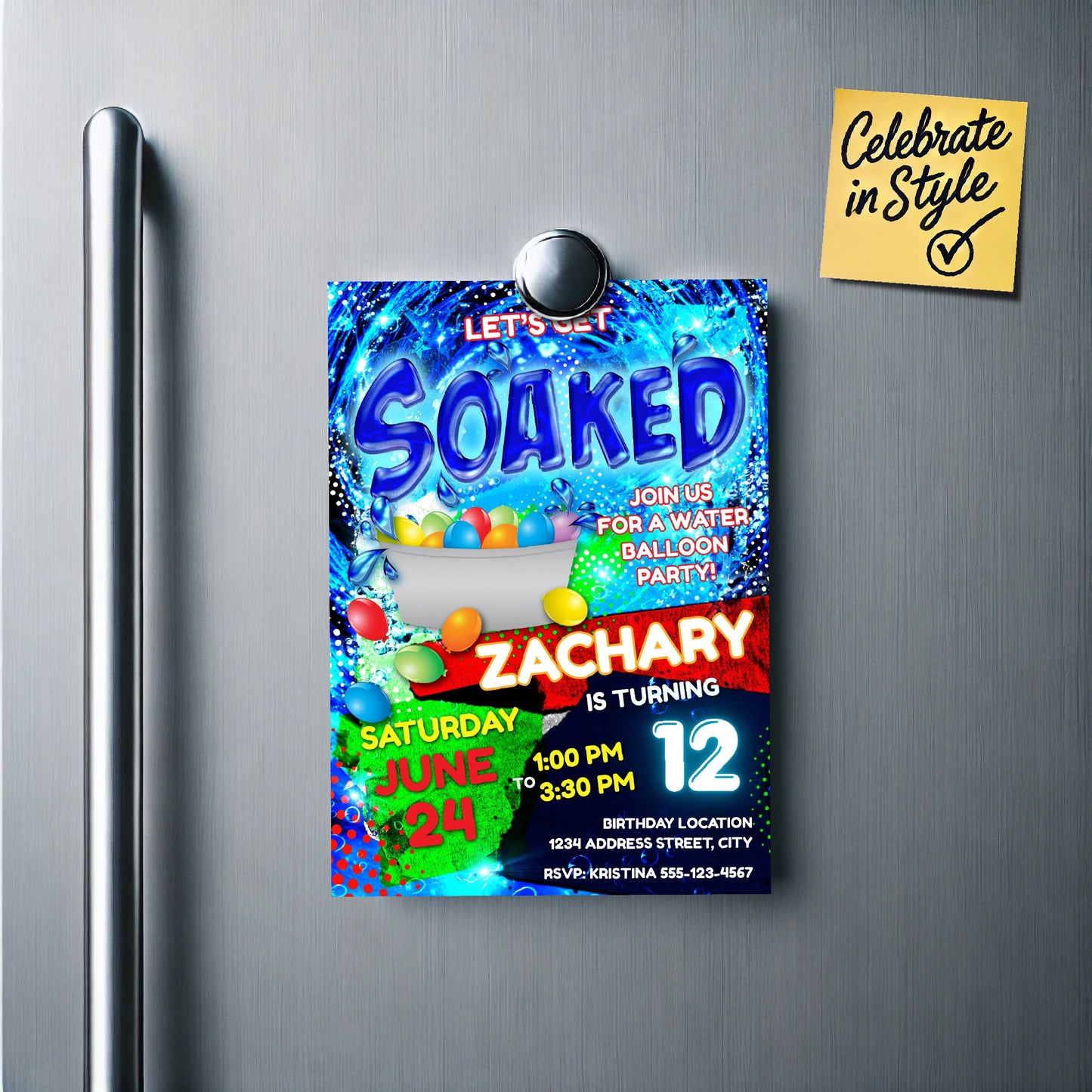 Fun Water Balloon Birthday Party Invitation Template