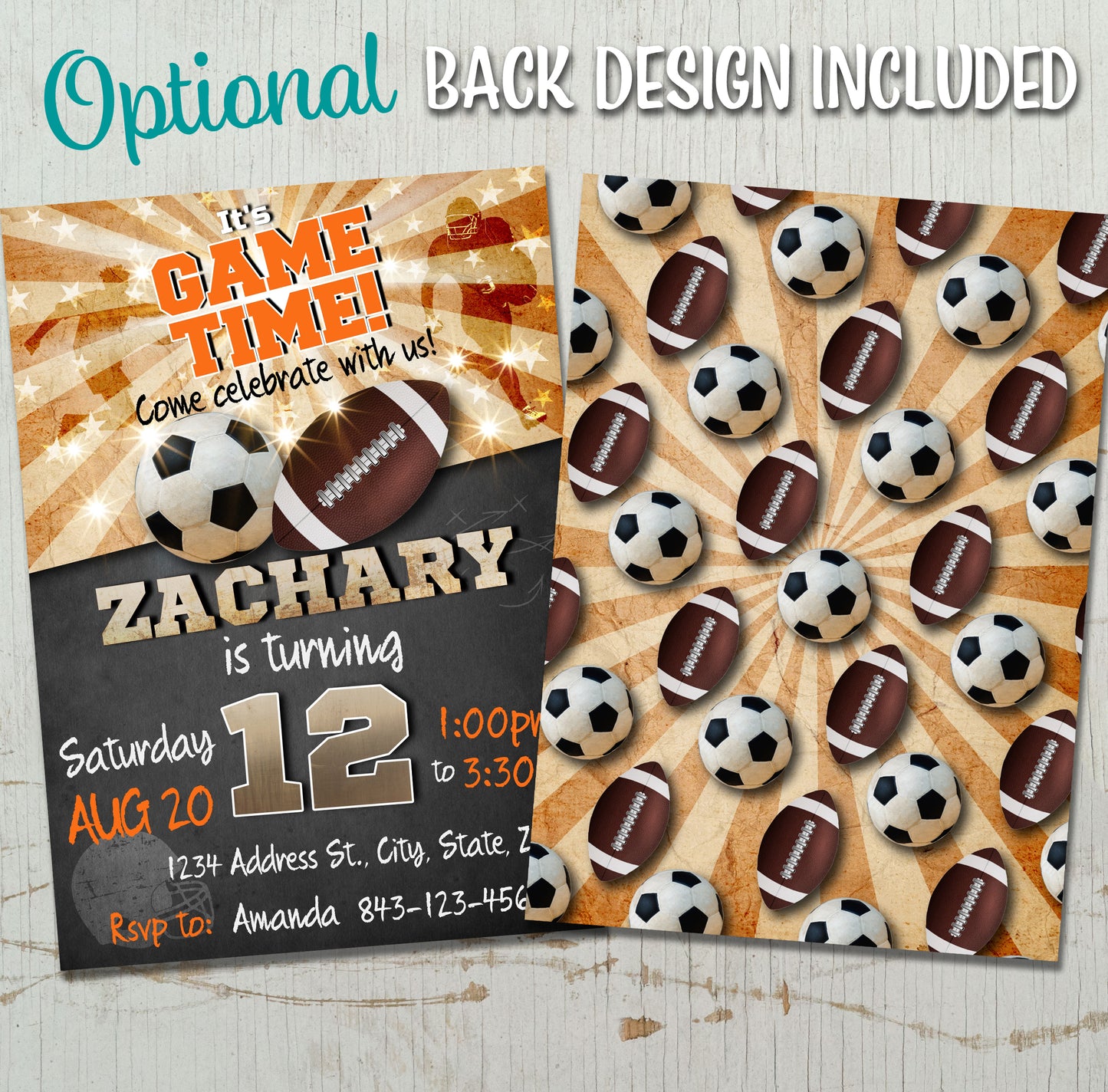 Sports birthday invitation digital download Soccer Football