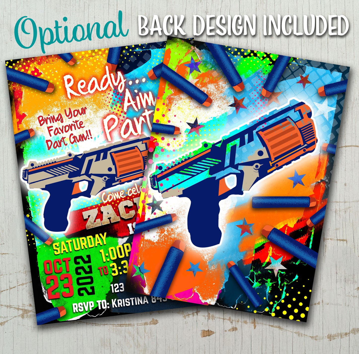 Dart gun birthday invitation editable digital invite - EASY EDIT!