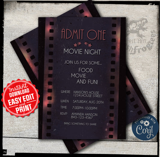 Movie night invitation rsvp invite